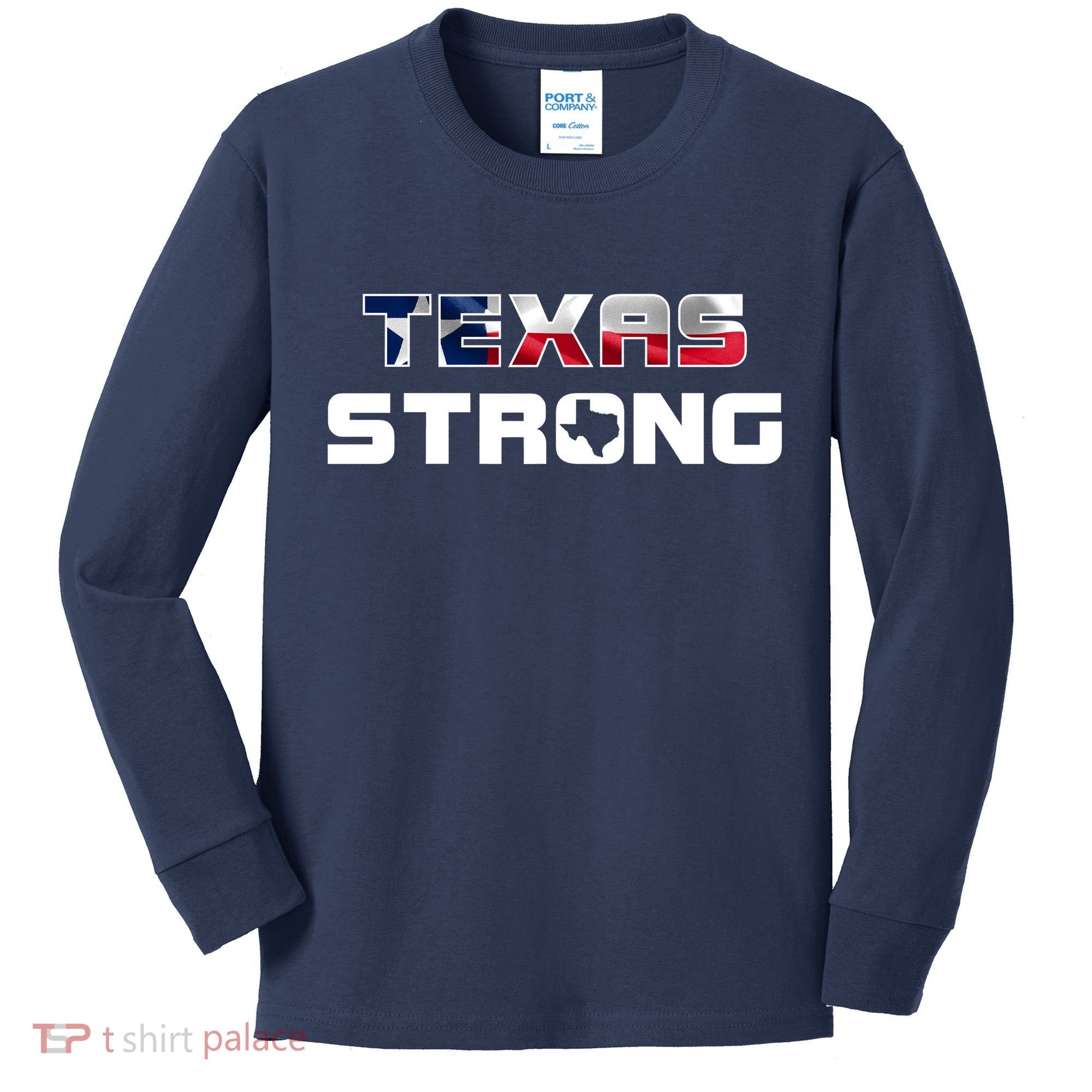 Texas Strong State Flag Logo Kids Long Sleeve Shirt