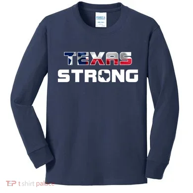Texas Strong State Flag Logo Kids Long Sleeve Shirt