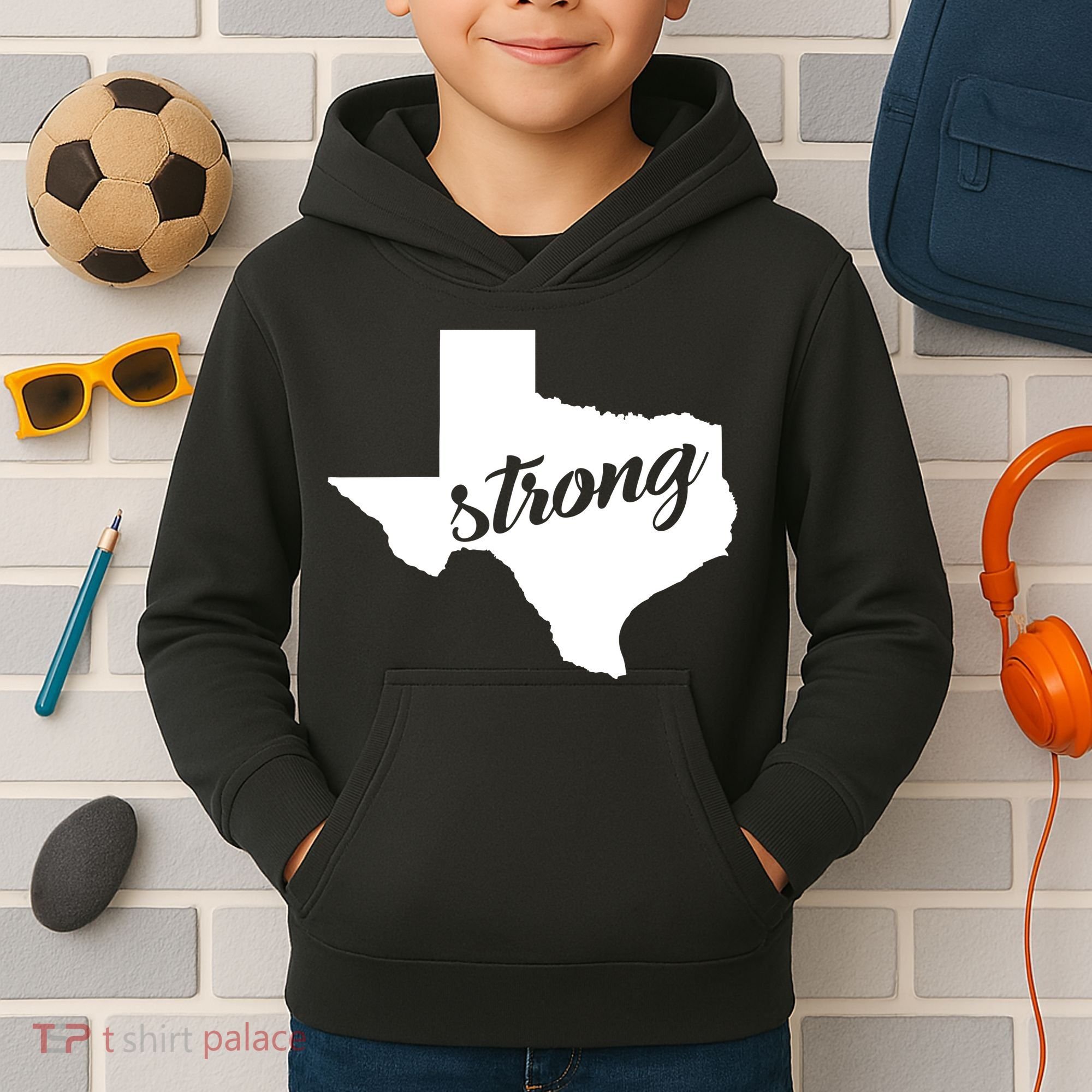 Texas Strong State Logo Kids Hoodie