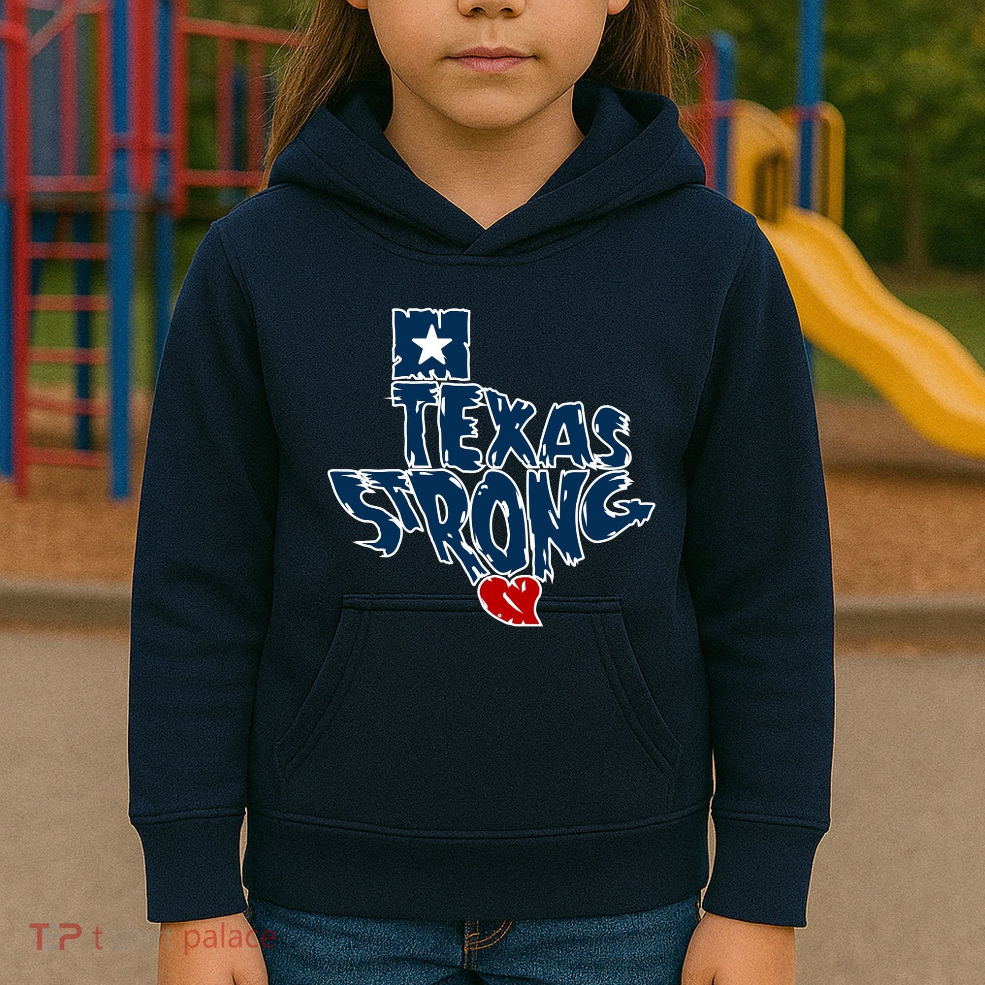 Texas Strong State Map Kids Hoodie
