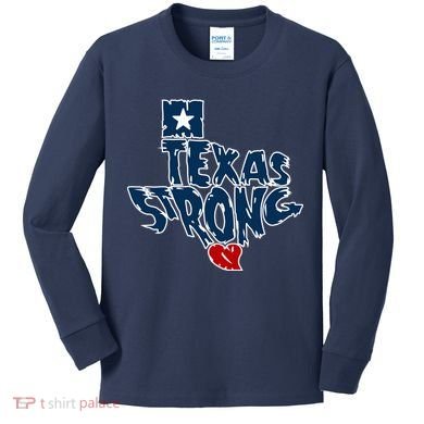 Texas Strong State Map Kids Long Sleeve Shirt