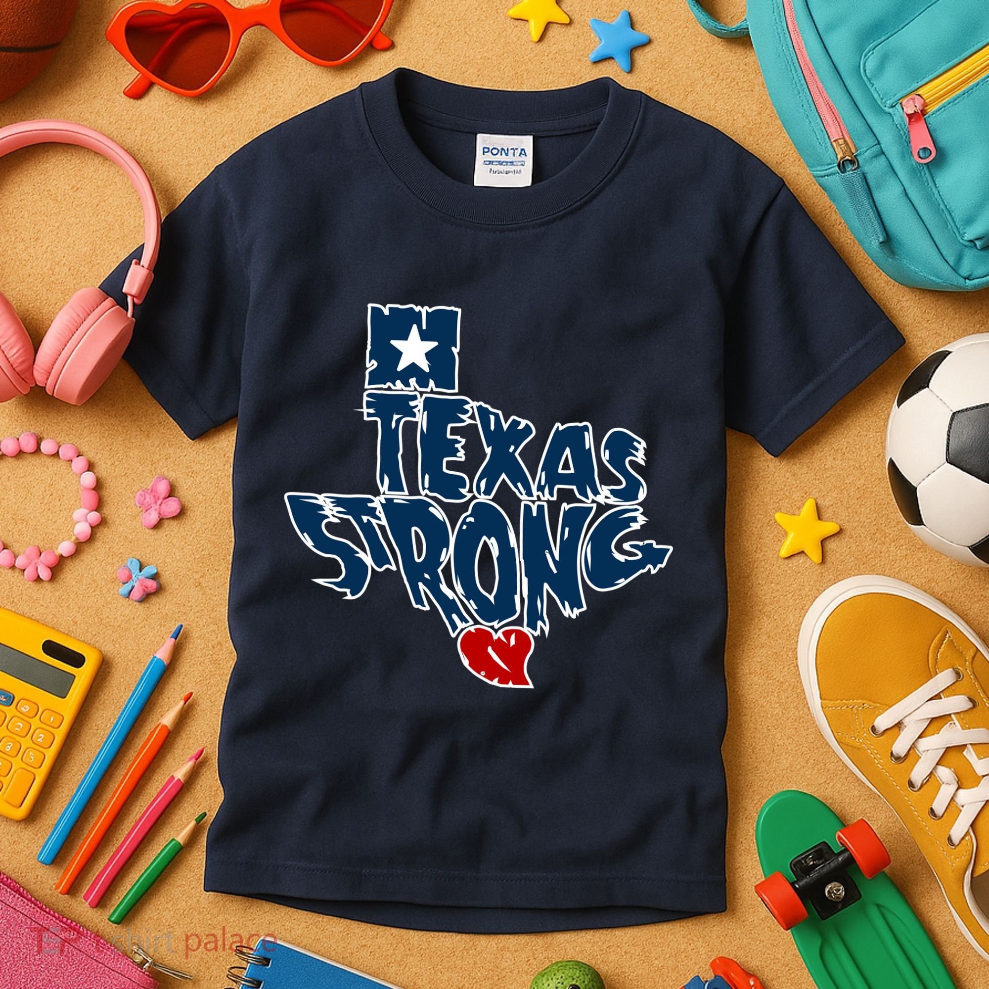 Texas Strong State Map Kids T-Shirt