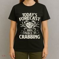 TodayS Forecast 100 Chance Of Crabbing Crab Crustaceans T-Shirt thumb 4