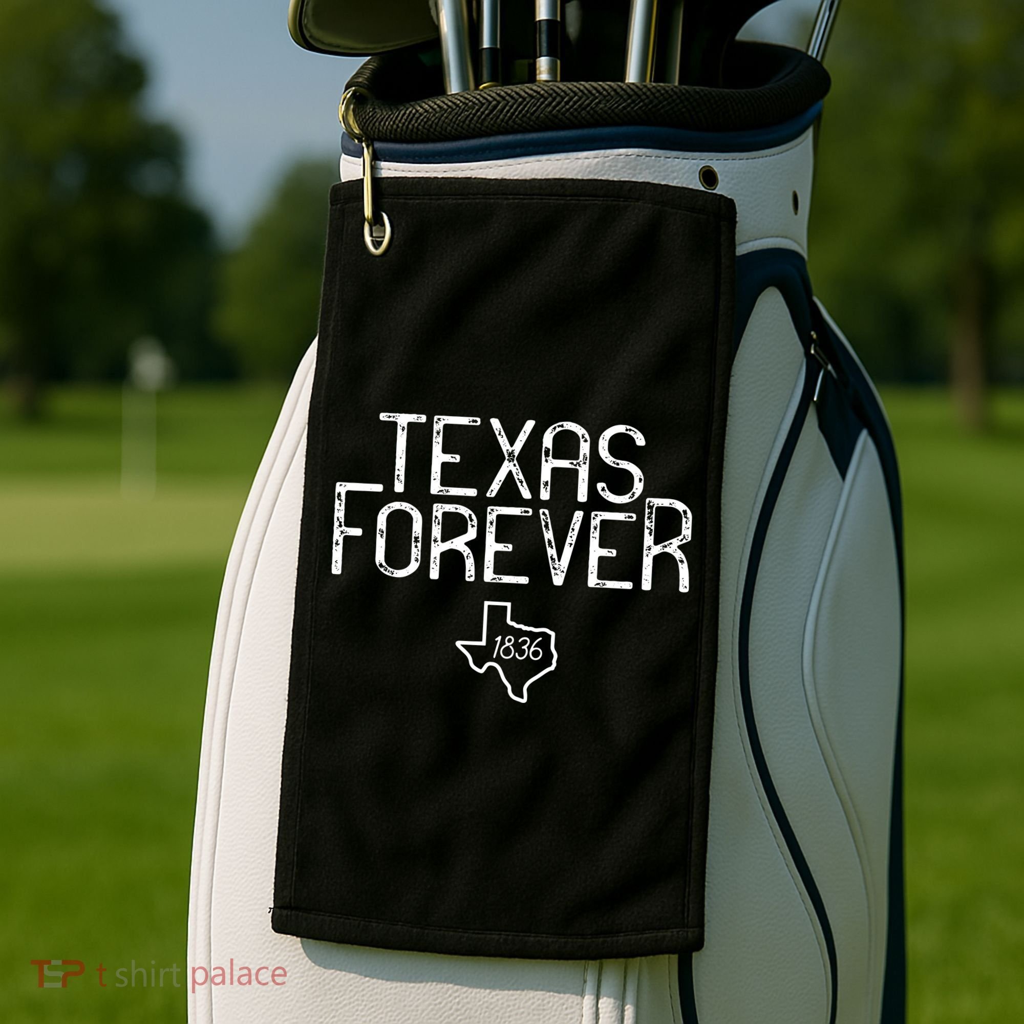 Texas Forever 1836 Aged Font Golf Towel