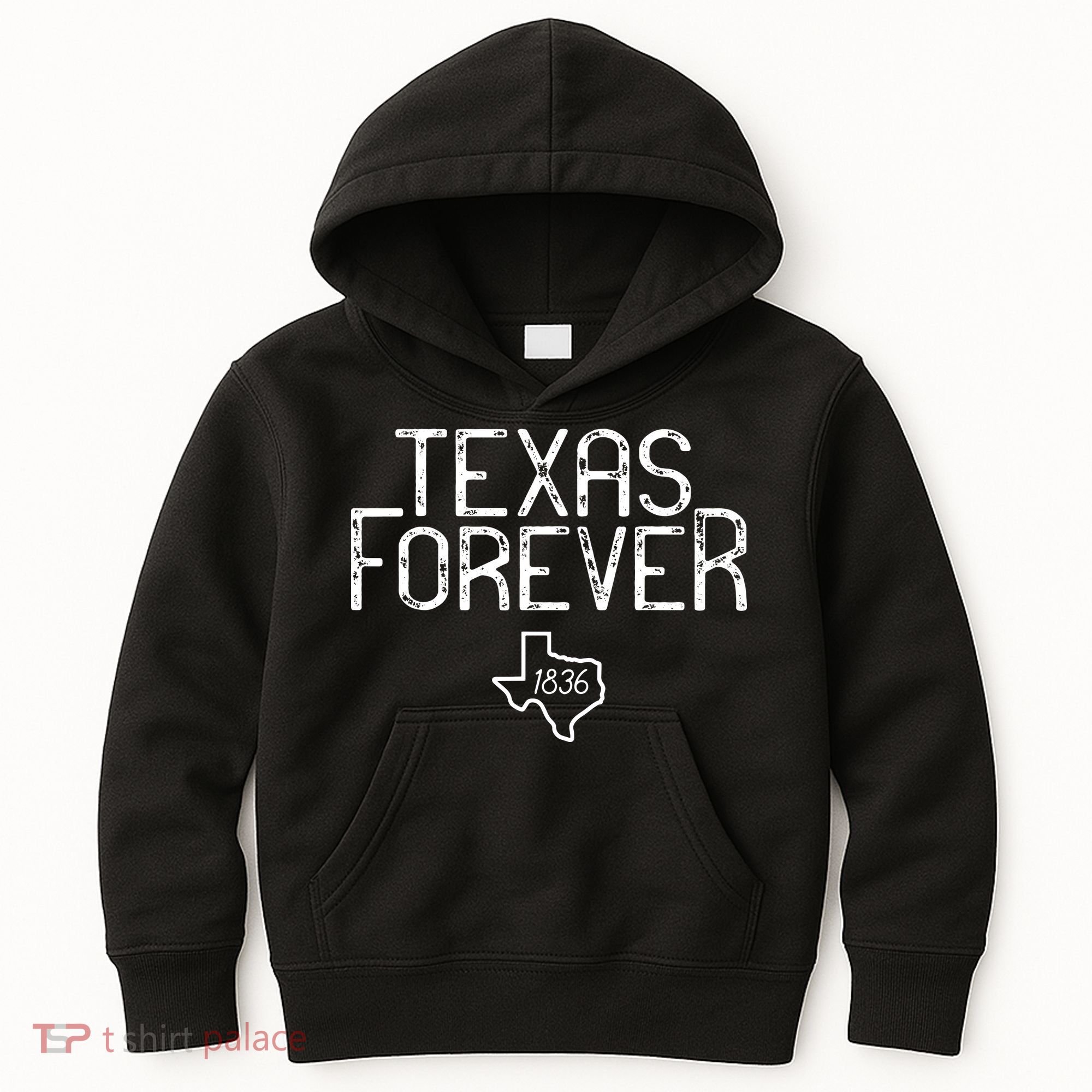 Texas Forever 1836 Aged Font Kids Hoodie