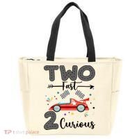 Two Fast 2 Curious Racing 2nd Birthday gift Tote Bag thumb 0