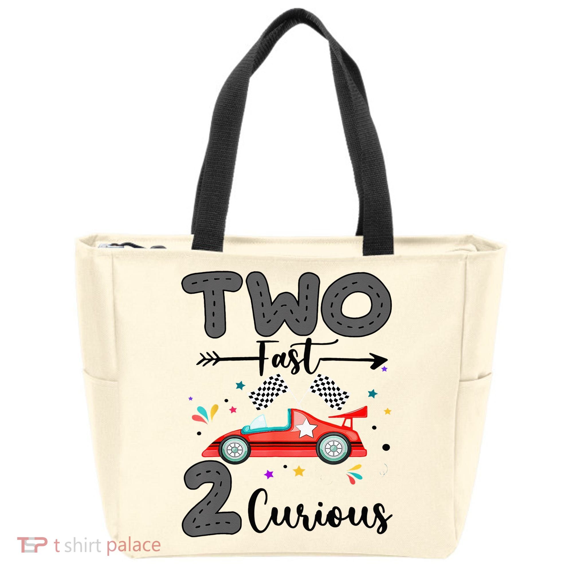 Two Fast 2 Curious Racing 2nd Birthday gift Tote Bag
