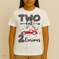 Two Fast 2 Curious Racing 2nd Birthday gift T-Shirt thumb 4