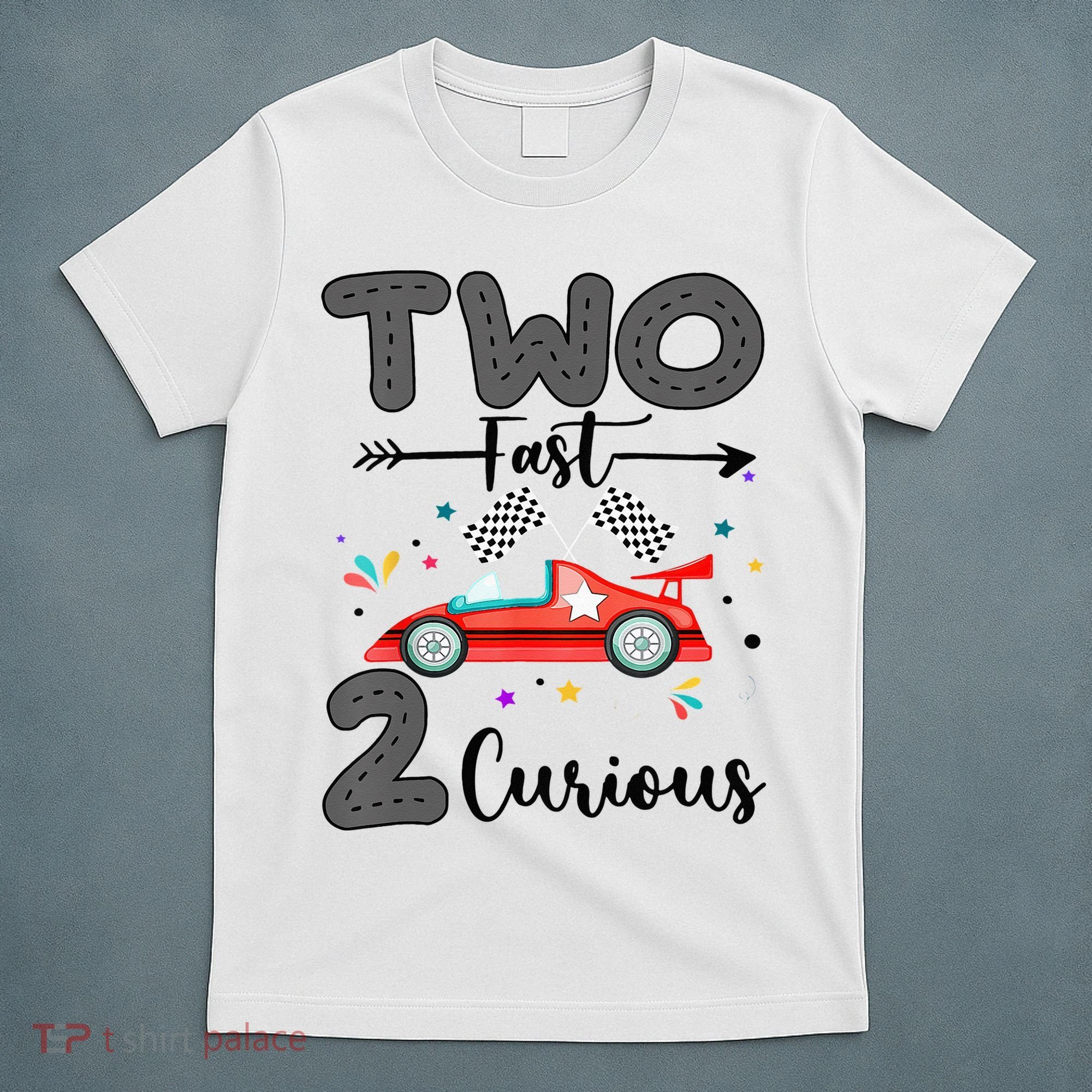 Two Fast 2 Curious Racing 2nd Birthday gift T-Shirt