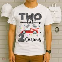 Two Fast 2 Curious Racing 2nd Birthday gift T-Shirt thumb 6