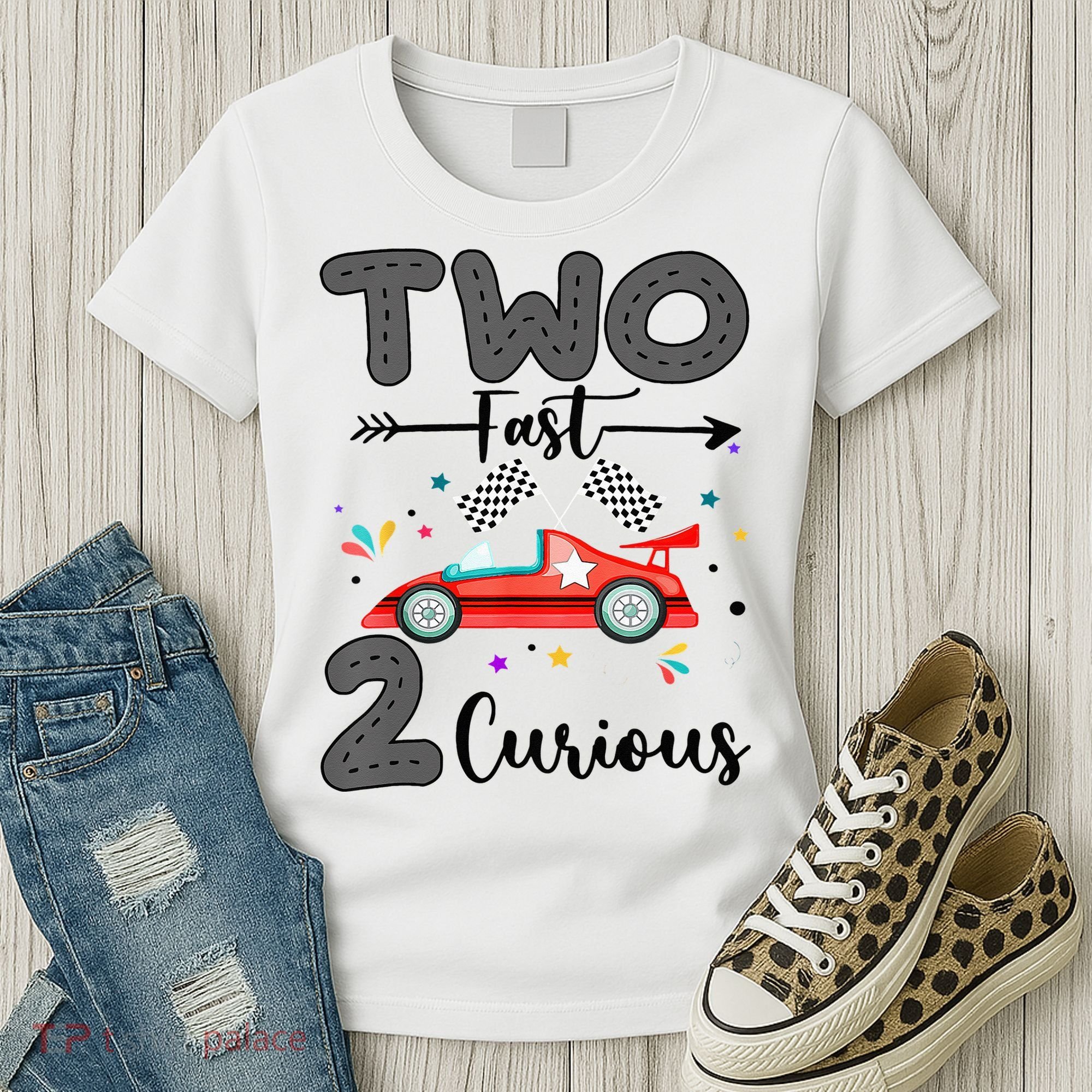 Two Fast 2 Curious Racing 2nd Birthday gift Women's T-Shirt