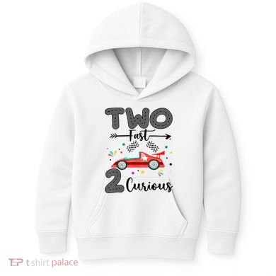 Two Fast 2 Curious Racing 2nd Birthday gift Kids Hoodie