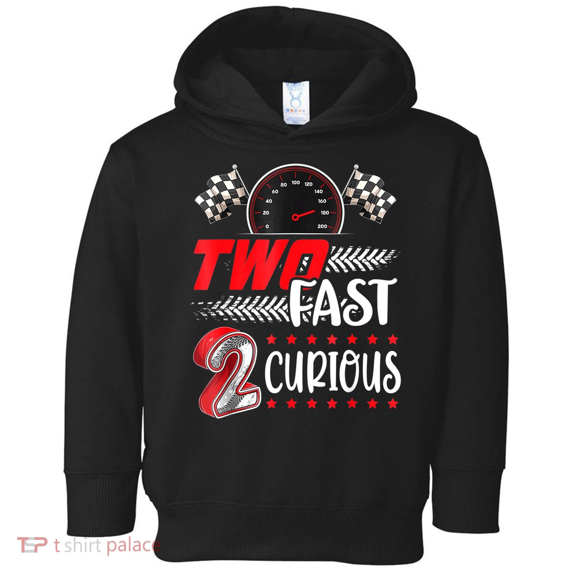 Two Fast 2 Curious Birthday Decorations 2nd Bday Toddler Hoodie