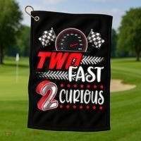Two Fast 2 Curious Birthday Decorations 2nd Bday Golf Towel thumb 1