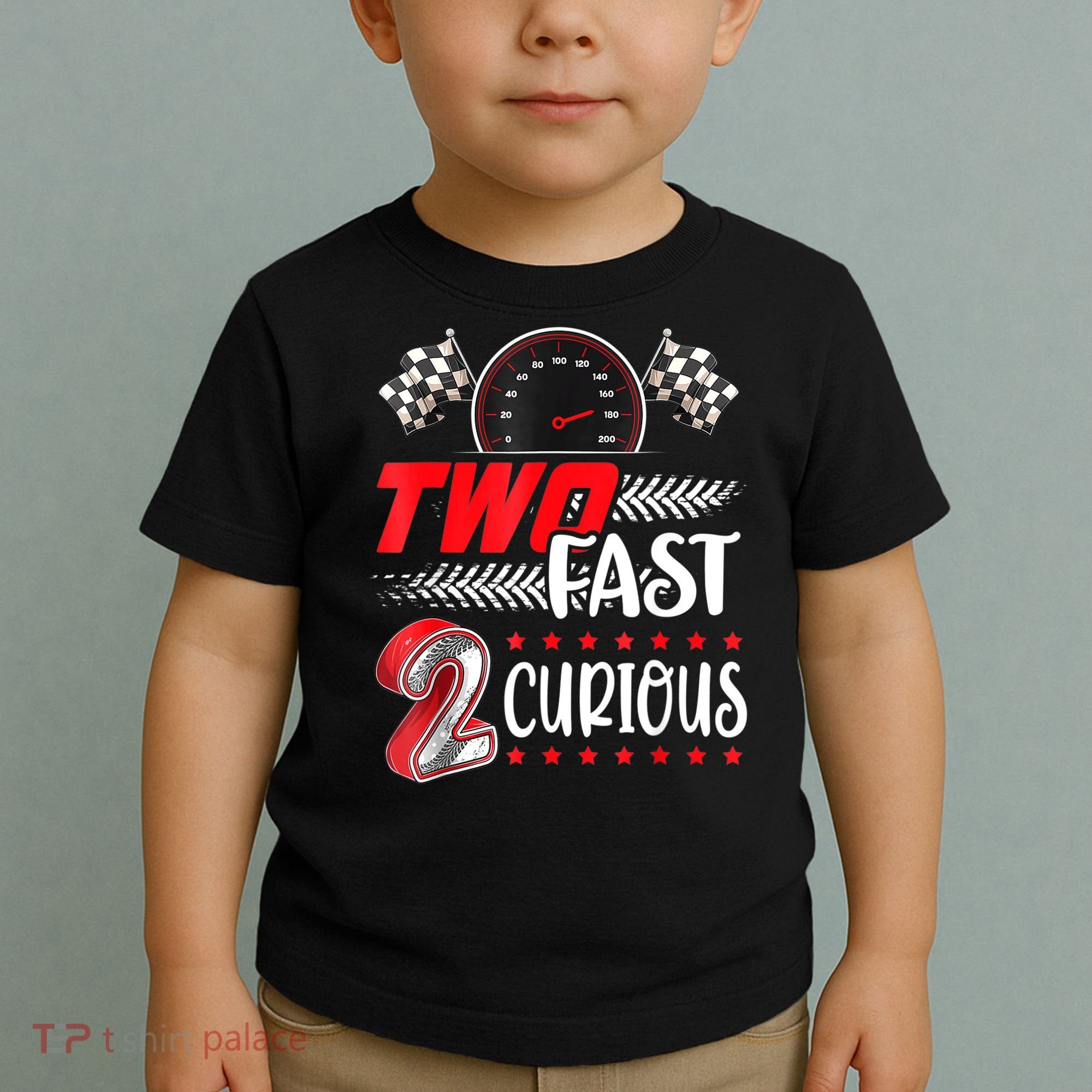 Two Fast 2 Curious Birthday Decorations 2nd Bday Toddler T-Shirt