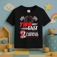 Two Fast 2 Curious Birthday Decorations 2nd Bday Toddler T-Shirt thumb 3