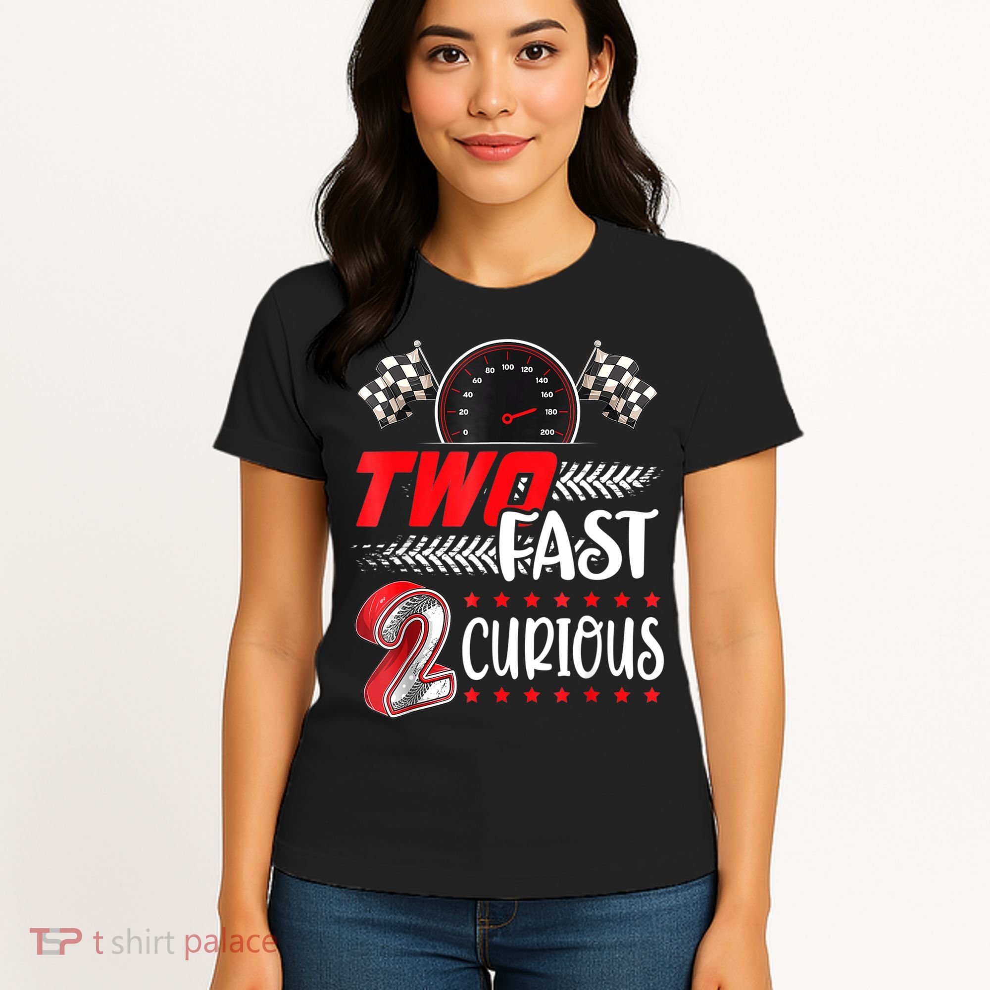 Two Fast 2 Curious Birthday Decorations 2nd Bday Women's T-Shirt