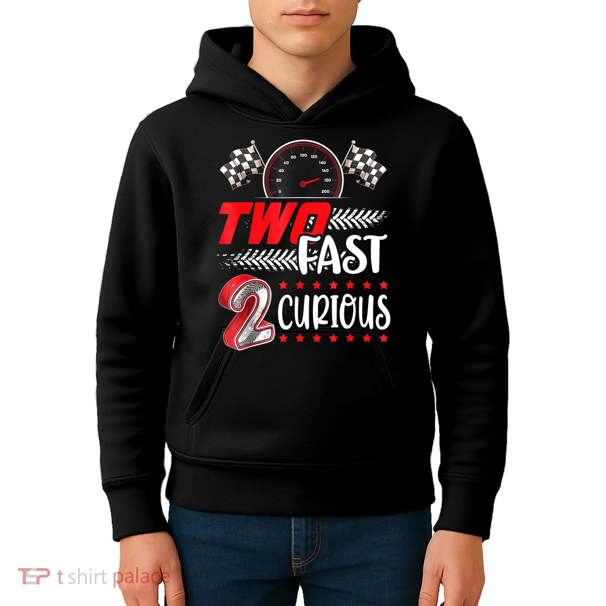 Two Fast 2 Curious Birthday Decorations 2nd Bday Kids Hoodie