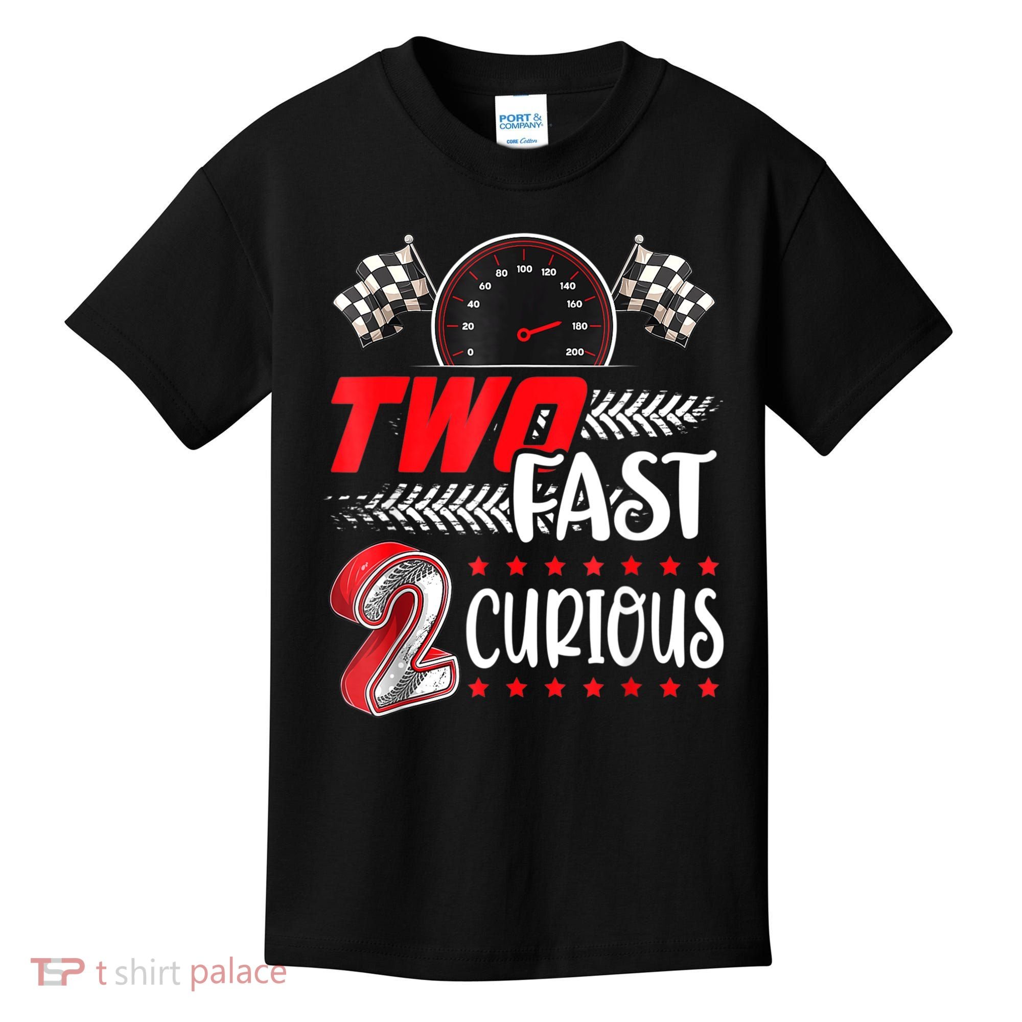 Two Fast 2 Curious Birthday Decorations 2nd Bday Kids T-Shirt