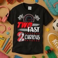 Two Fast 2 Curious Birthday Decorations 2nd Bday Kids T-Shirt thumb 3