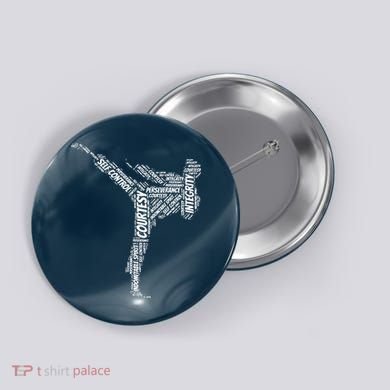 Taekwondo Fighter 5 Tenets Of TKD Martial Arts Button
