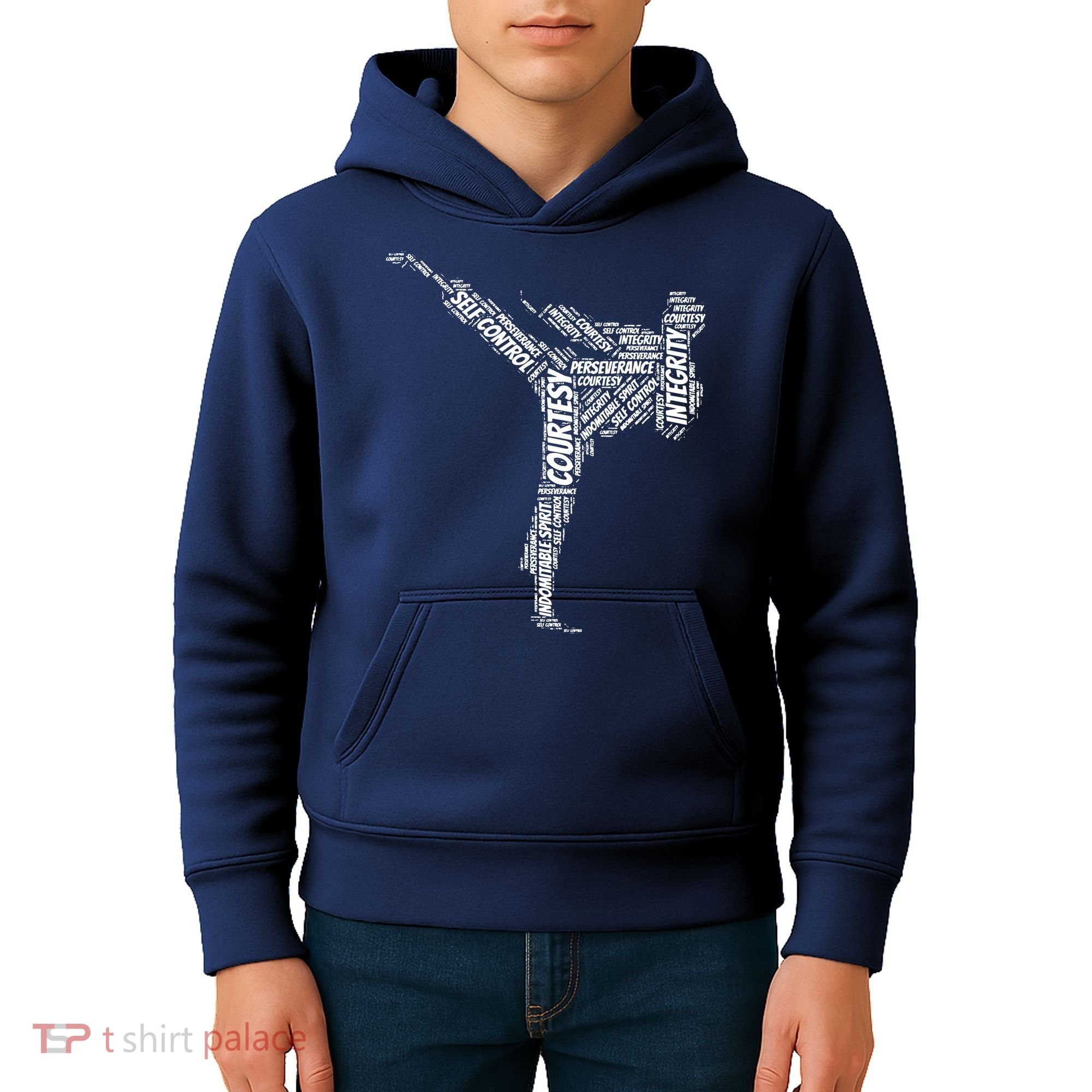 Taekwondo Fighter 5 Tenets Of TKD Martial Arts Kids Hoodie