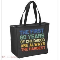 The First 60 Years Childhood Hardest Old 60th Birthday Funny Tote Bag thumb 2