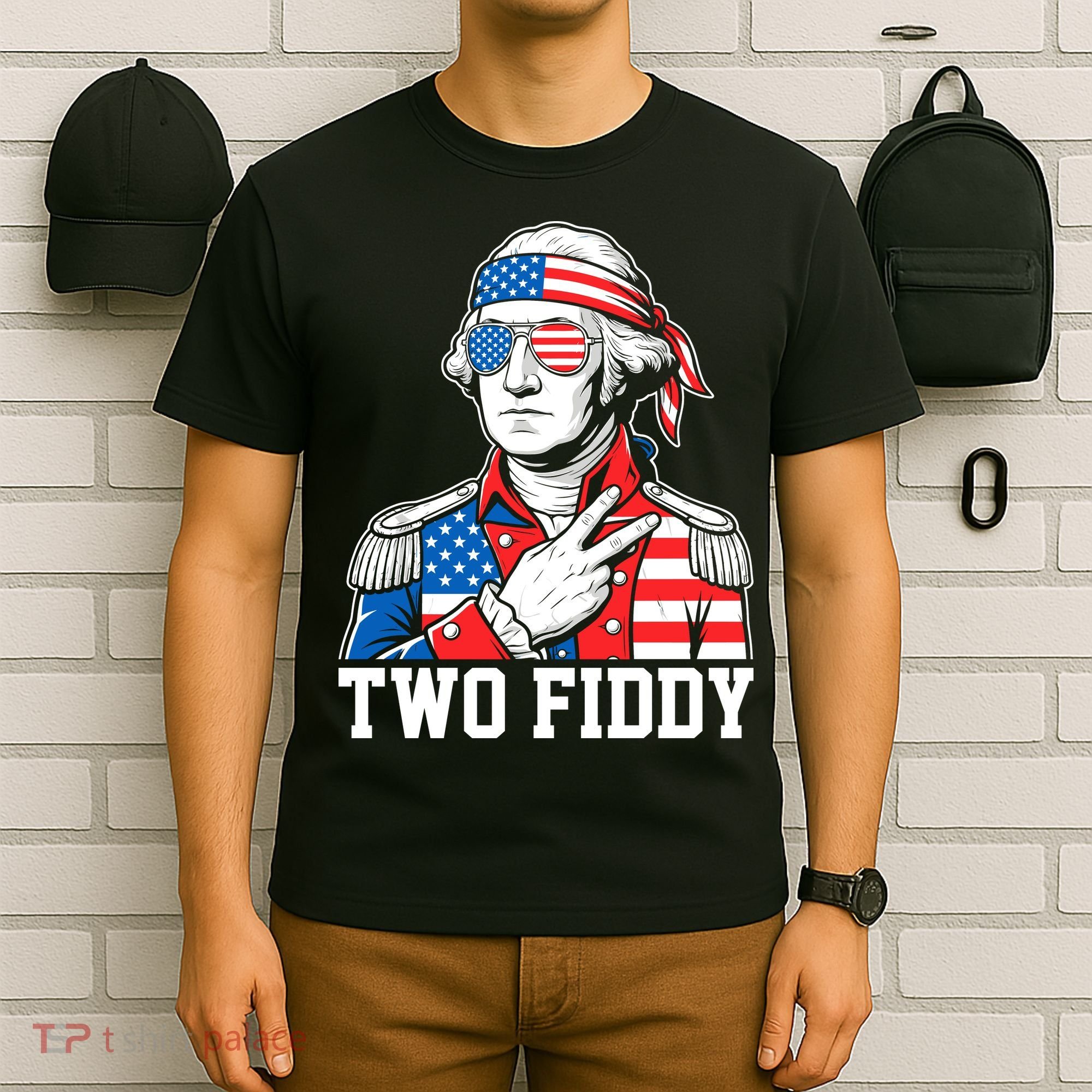 Two Fiddy American Revolution George Washington 250 Years T-Shirt