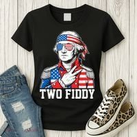 Two Fiddy American Revolution George Washington 250 Years Women's T-Shirt thumb 3