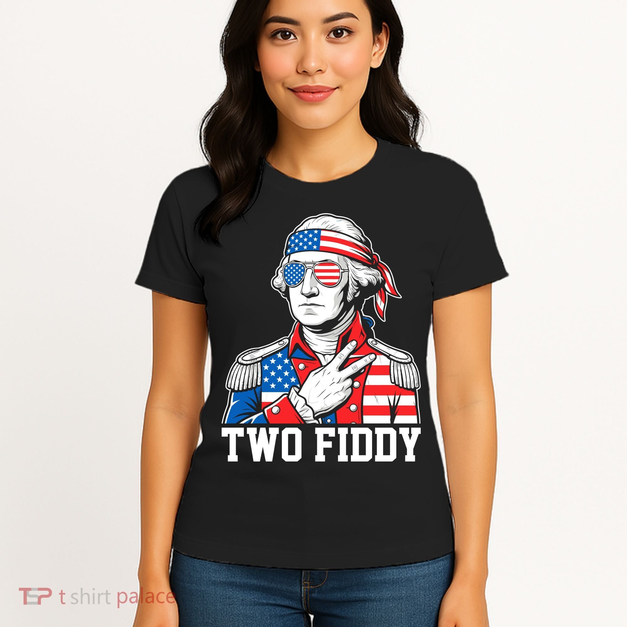 Two Fiddy American Revolution George Washington 250 Years Women's T-Shirt