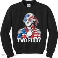 Two Fiddy American Revolution George Washington 250 Years Kids Sweatshirt thumb 0