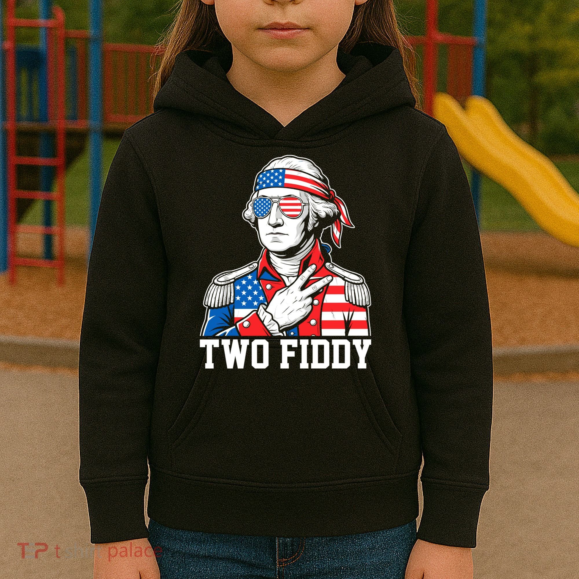 Two Fiddy American Revolution George Washington 250 Years Kids Hoodie