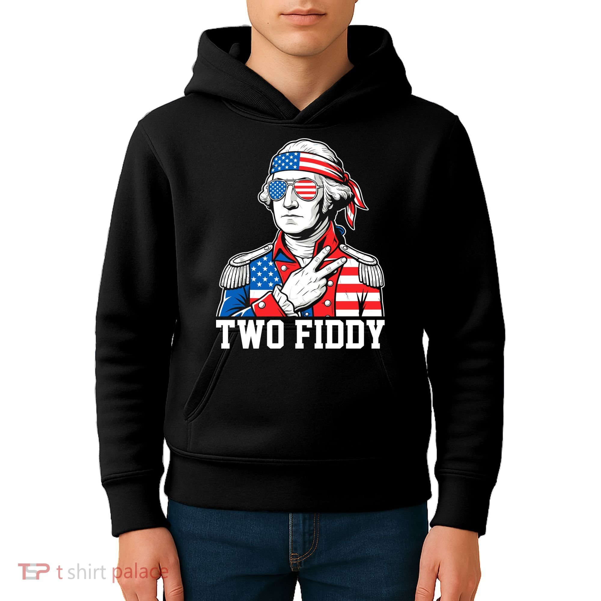 Two Fiddy American Revolution George Washington 250 Years Kids Hoodie