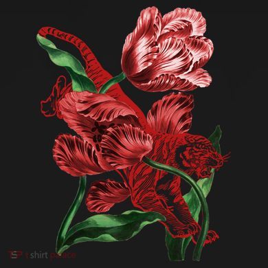 Tiger Flower Art Performance Fleece Hoodie