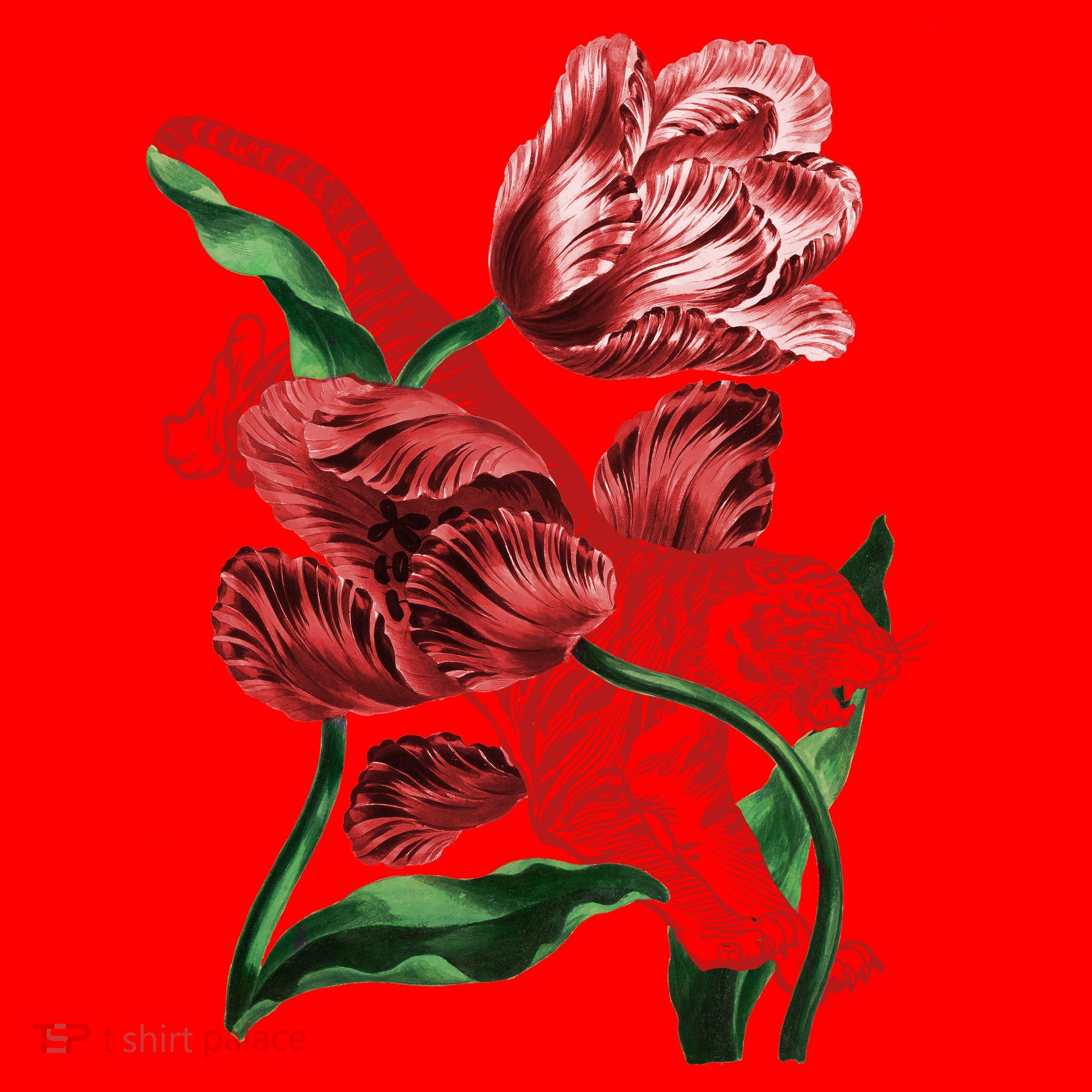 Tiger Flower Art Santa Hat