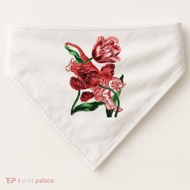 Tiger Flower Art USA-Made Doggie Bandana