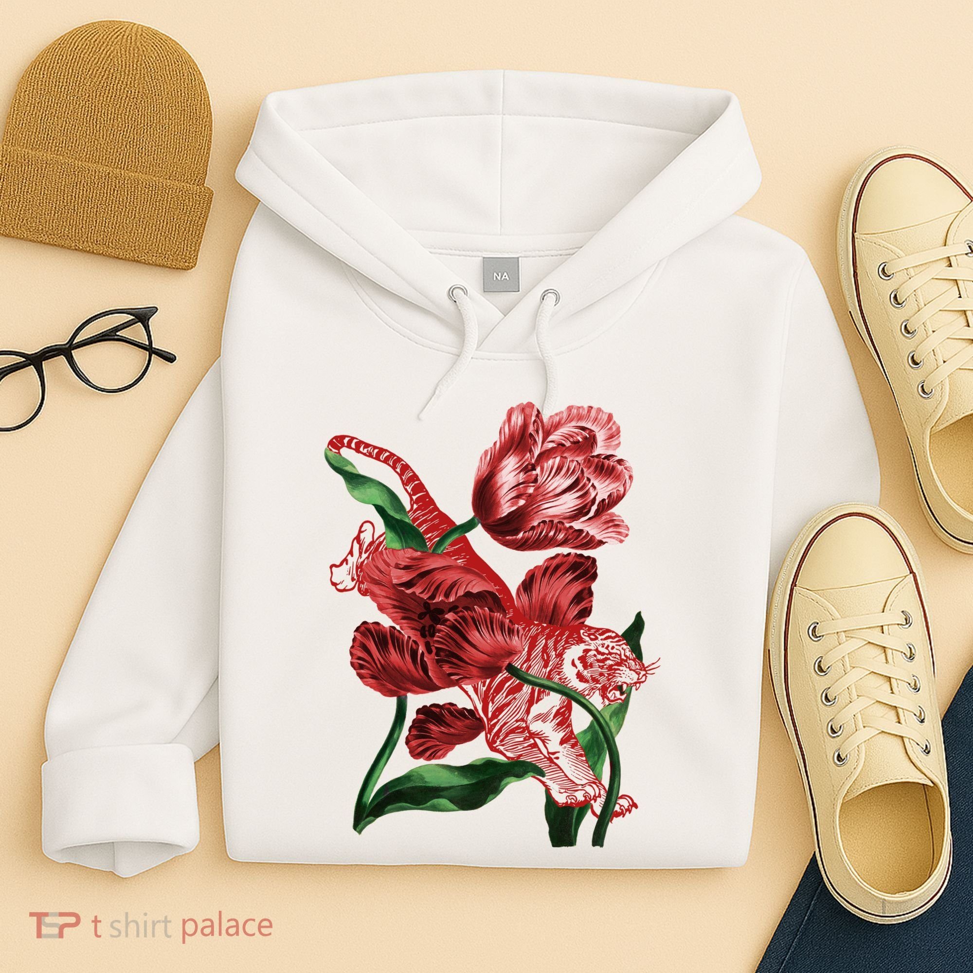 Tiger Flower Art Hoodie