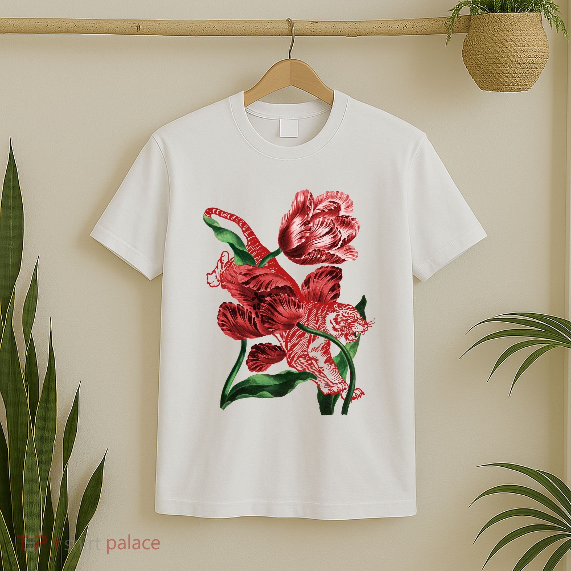 Tiger Flower Art T-Shirt