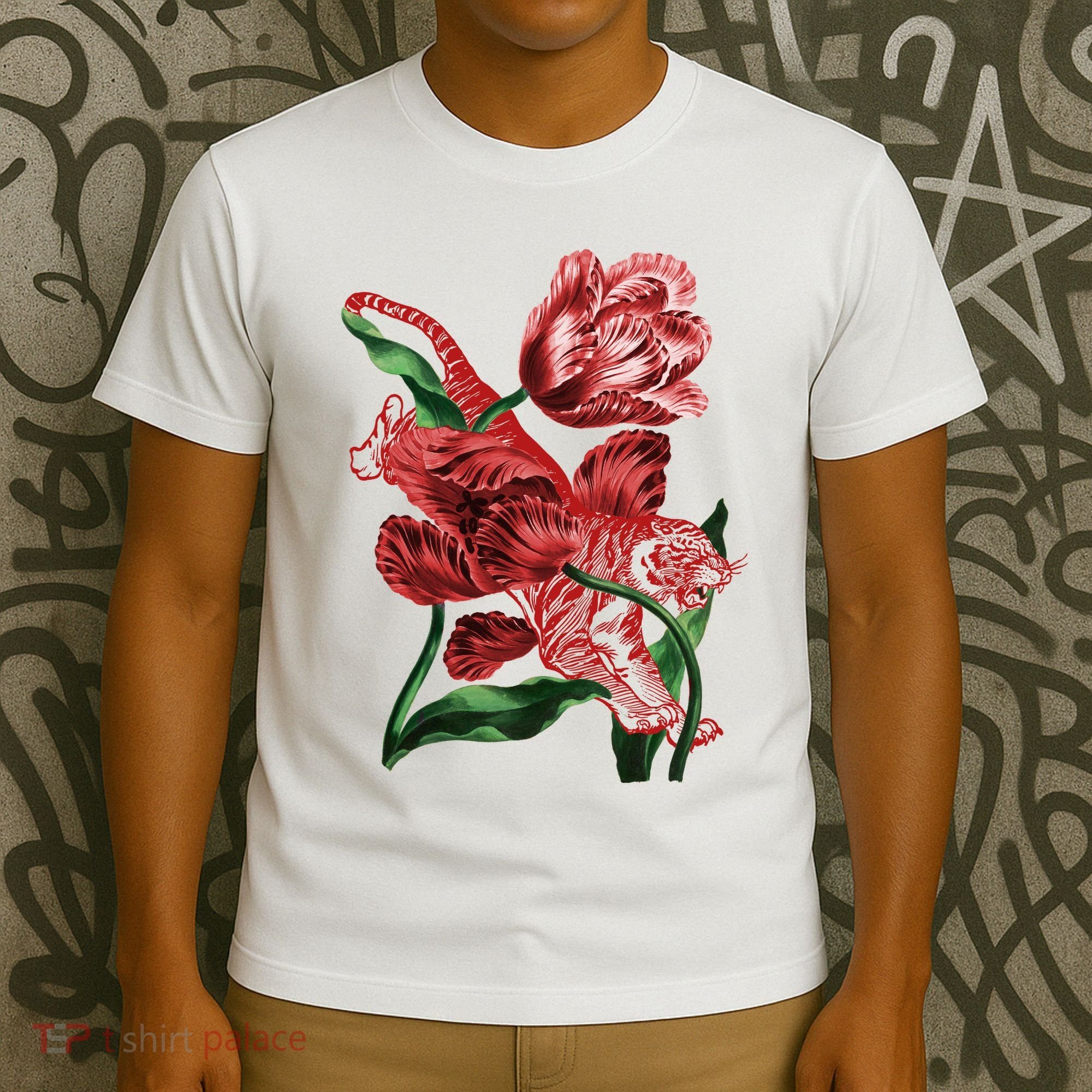 Tiger Flower Art T-Shirt