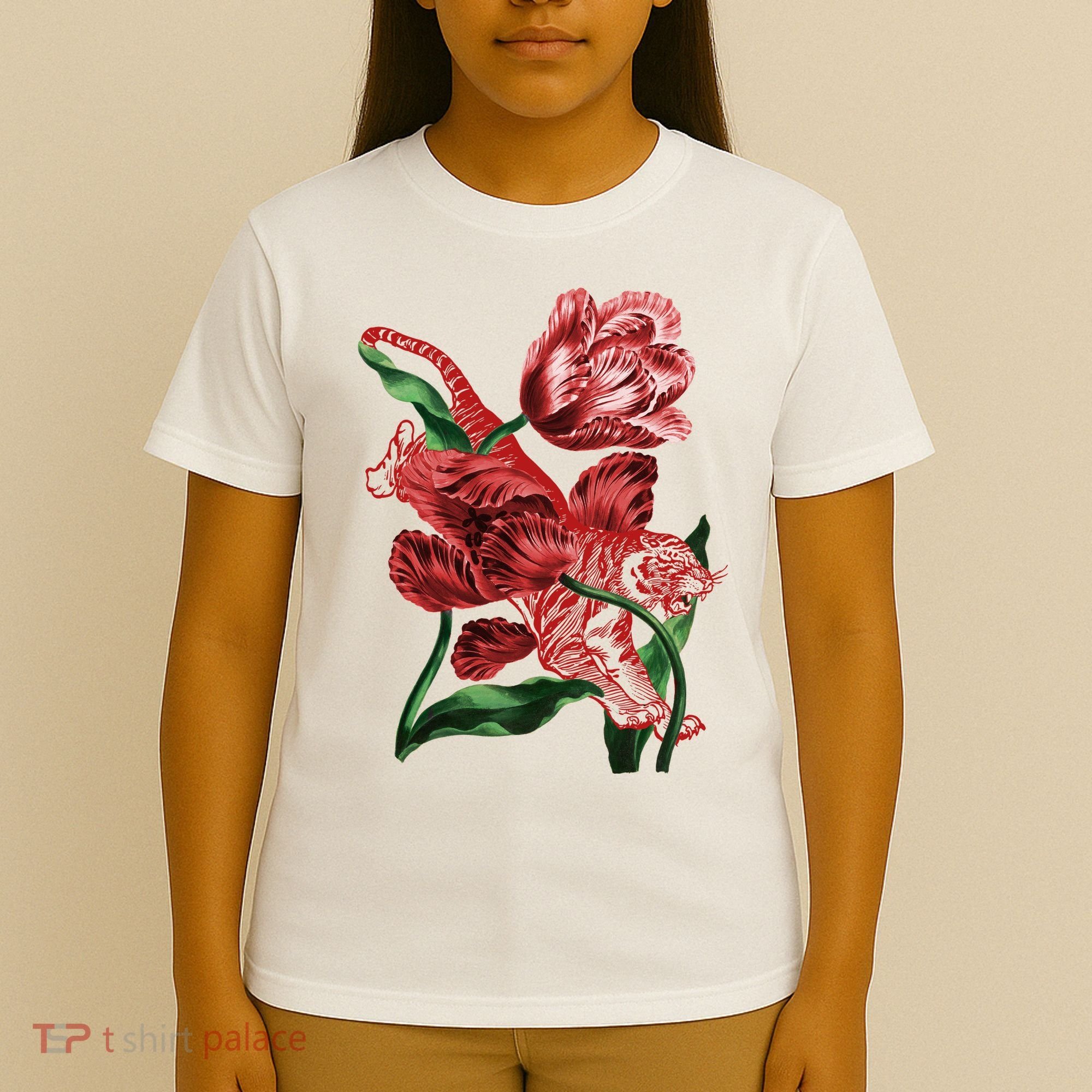 Tiger Flower Art T-Shirt