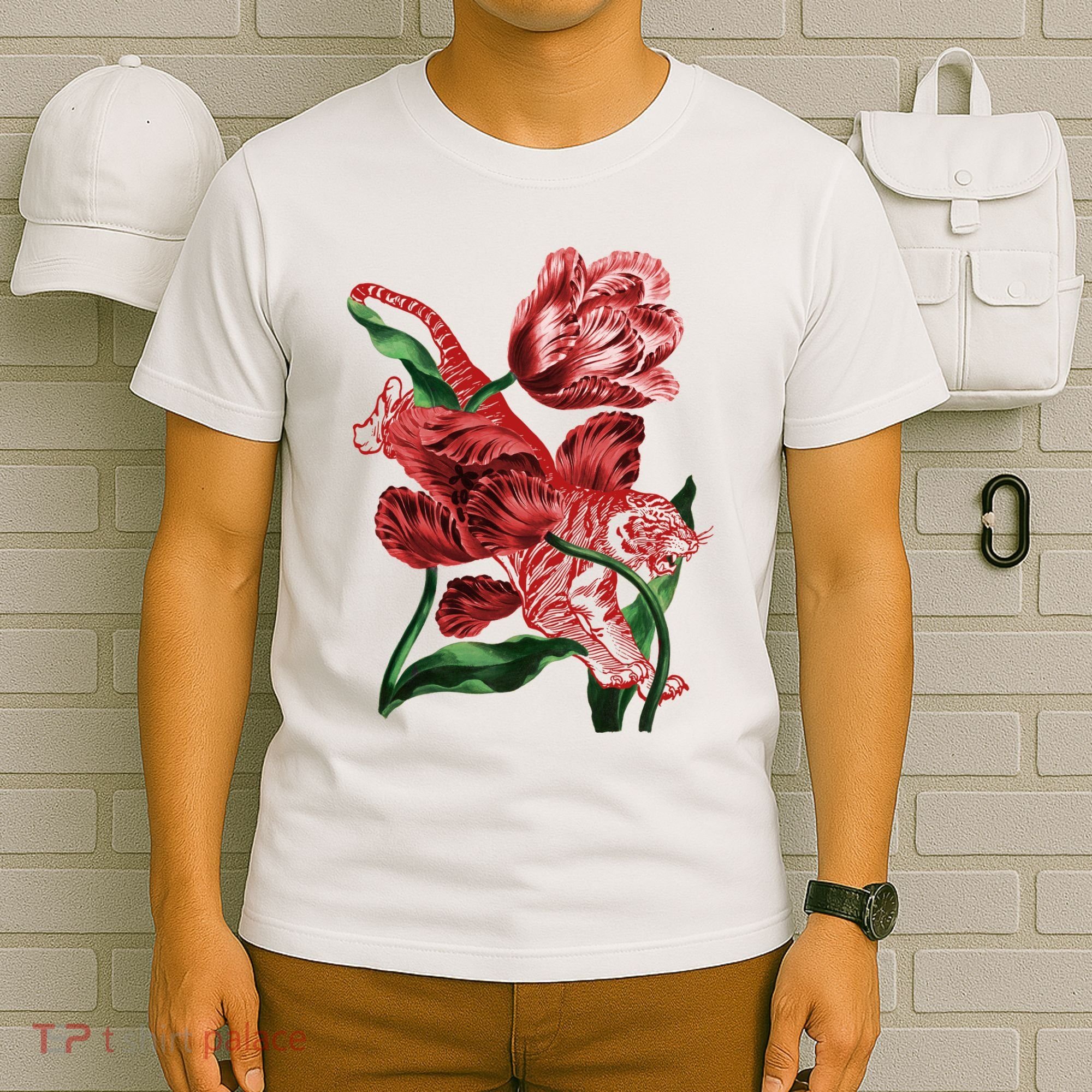 Tiger Flower Art T-Shirt