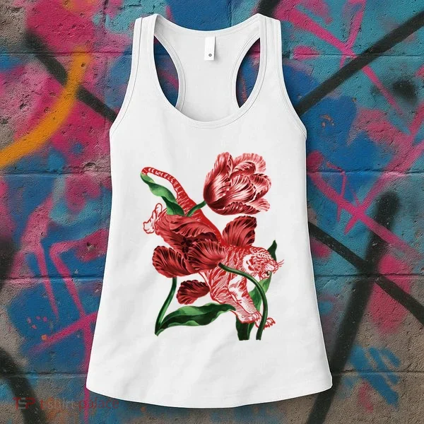 Tiger Flower Art Women's Tank Top