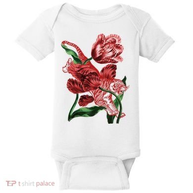 Tiger Flower Art Baby Bodysuit