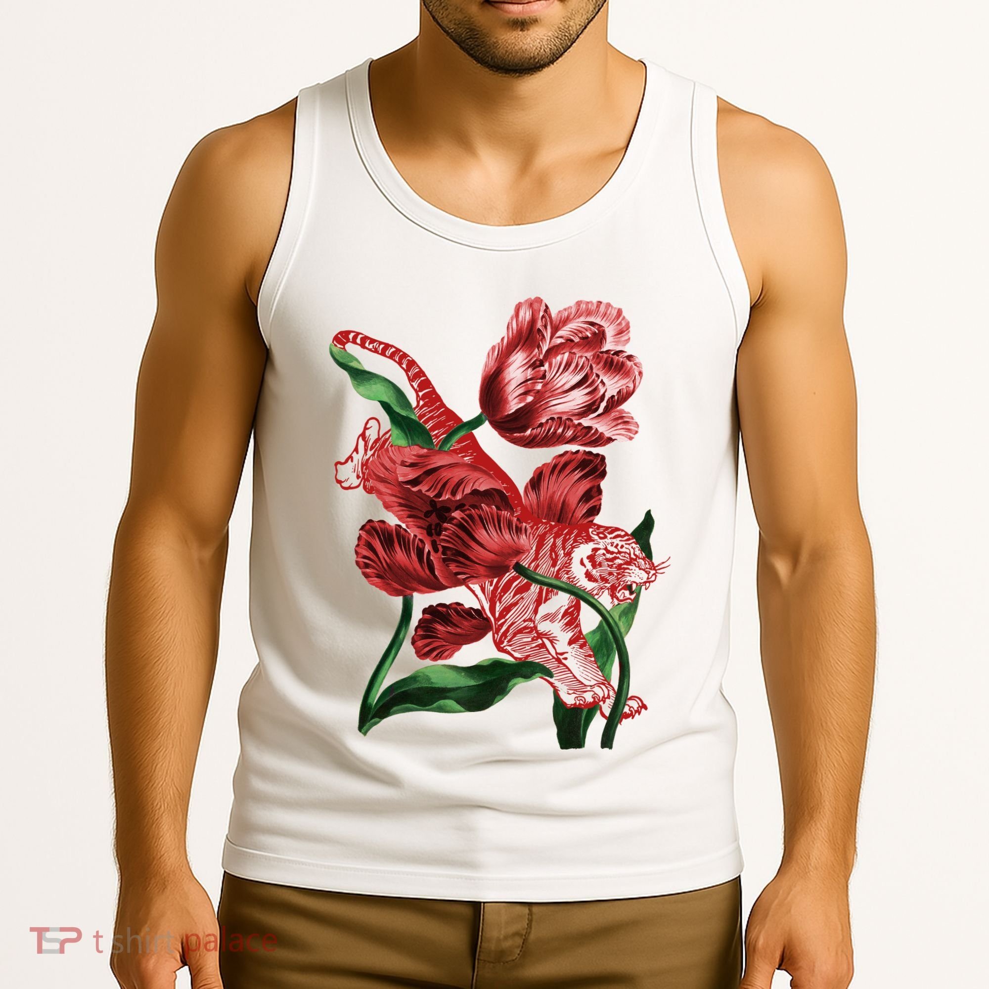 Tiger Flower Art Tank Top