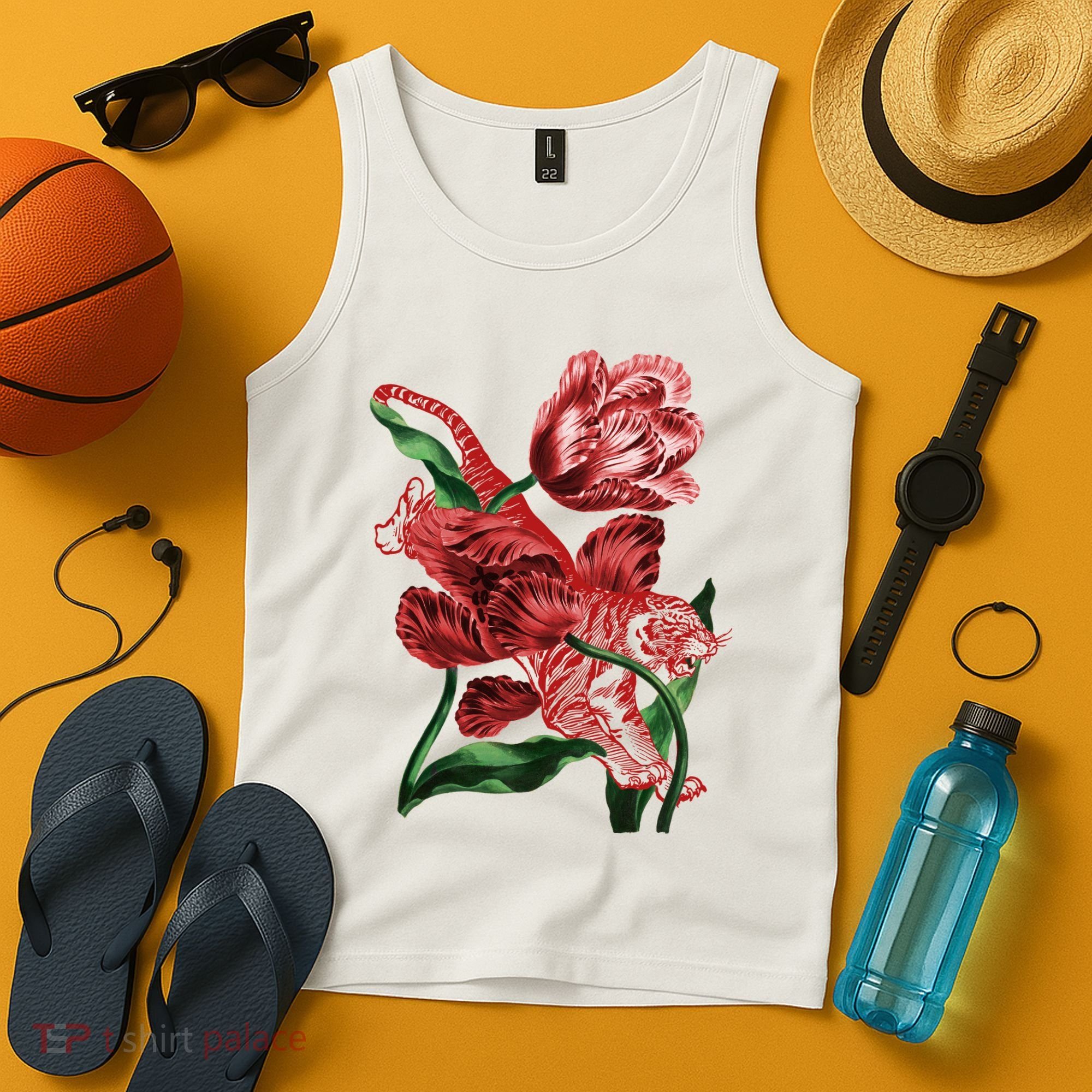 Tiger Flower Art Tank Top