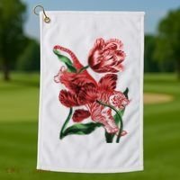 Tiger Flower Art Golf Towel thumb 1