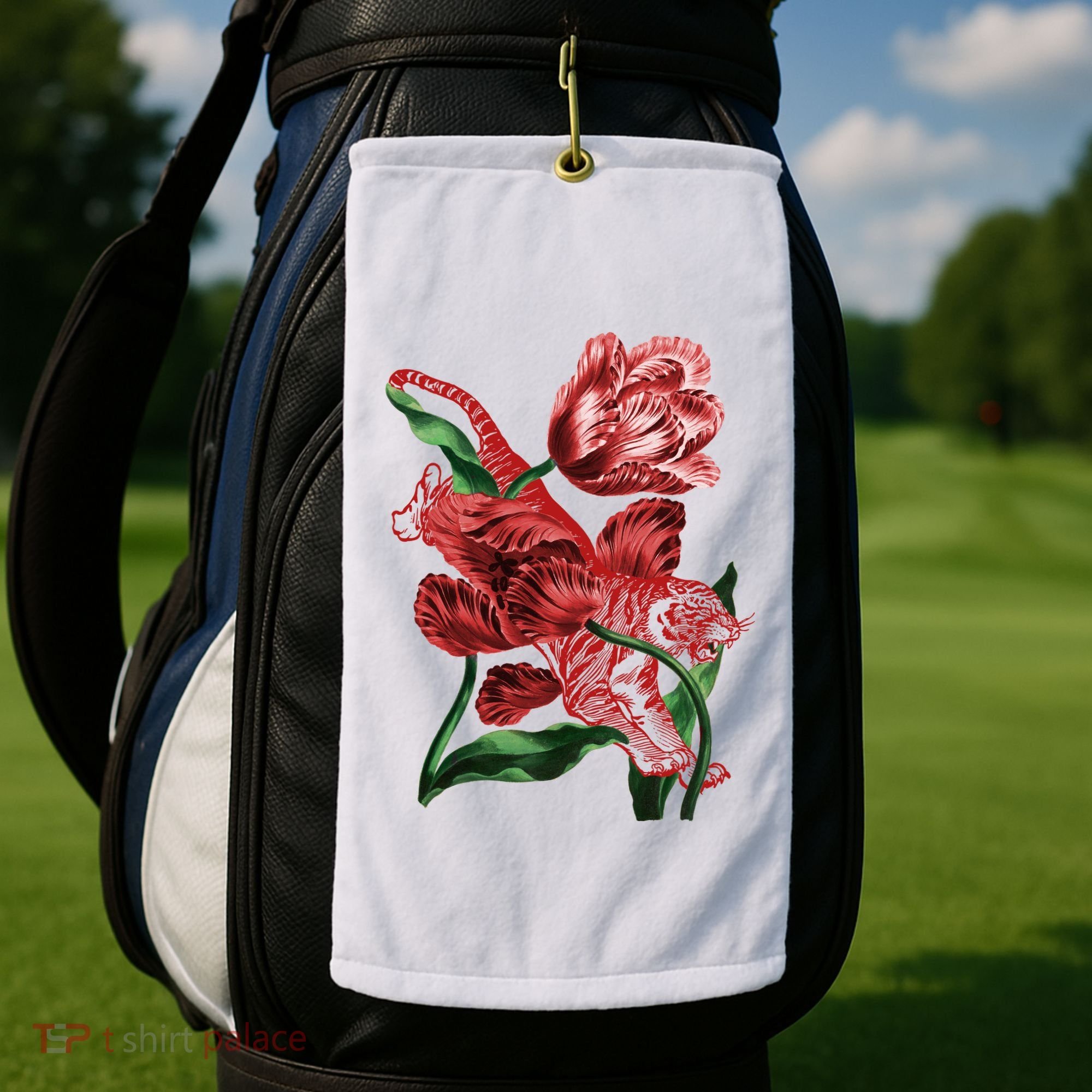 Tiger Flower Art Golf Towel