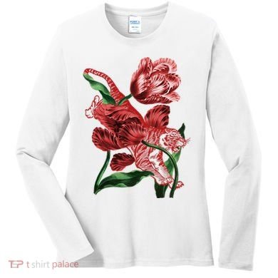 Tiger Flower Art Women's Long Sleeve Shirt