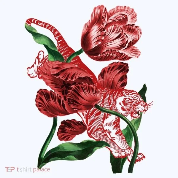 Tiger Flower Art Women's Long Sleeve Shirt