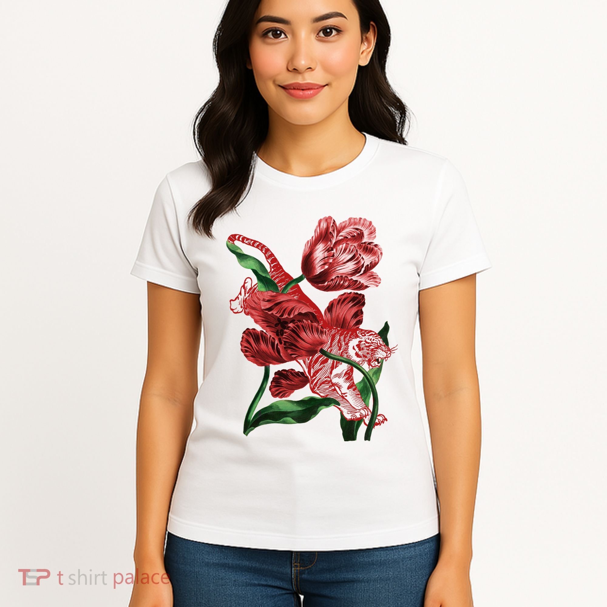 Tiger Flower Art Women's T-Shirt